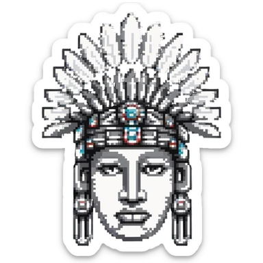 Toltec carved stone head with decorated headdress sticker