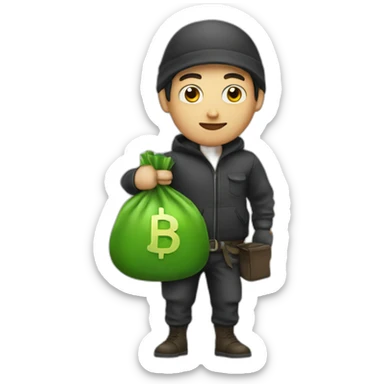 thief with a bag of money sticker