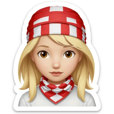 girl blonde hair, wear red and white checkered bandana sticker