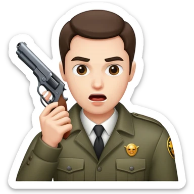 hand gun shooting mouth sticker