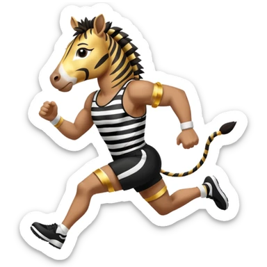 a zebra picking running a marathon with gold medal sticker