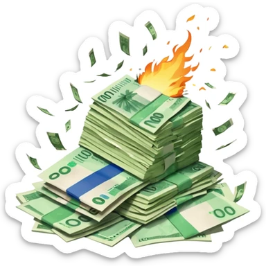 exploding stack of russian ruble notes sticker