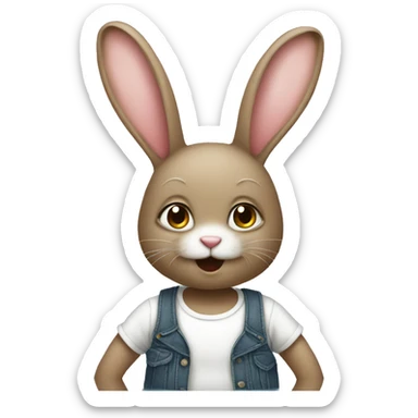 Little rabbit with bodysuit  sticker