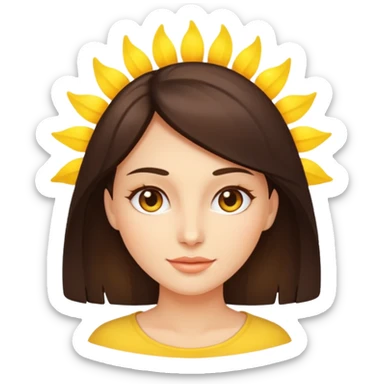 brunette womans face on a sun sticker