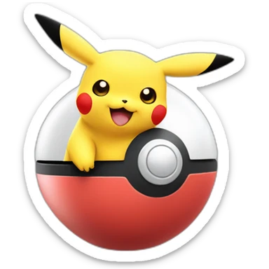 pikachu peeking out of poke ball sticker