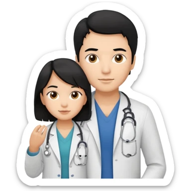 doctor black hair with a kid with casual clothes sticker