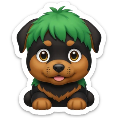 green haired baby rottweiler sticker