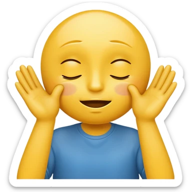 yellow emoticon with hands over eyes not smiling sticker