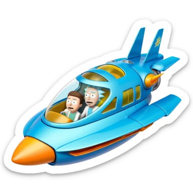 Hot wheels Rick and Morty flying in a spaceship to citadel sticker