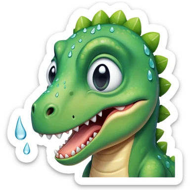 sad Crying dinosaur with tears sticker