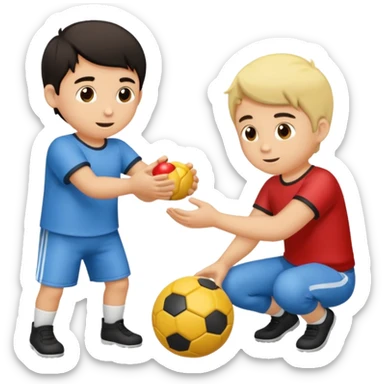 un niño pequeño y un hombre jugando al juego de tirar la soga (la soga blanca) sticker