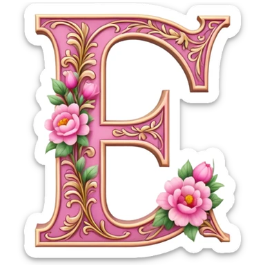 Pink, romantic, flowery, the letter “f” sticker