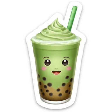 matcha latte with boba and ice without sticks and add a lil coffee  sticker