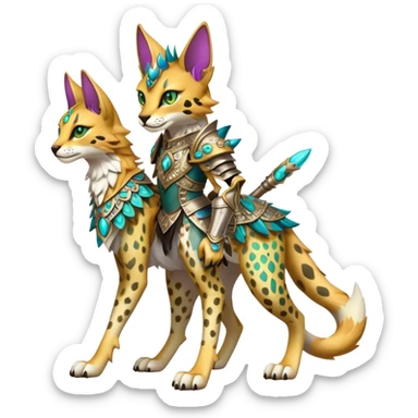 Epic Edgy Colorful ethereal eldritch Sergal-Serval-Fionbri full body sticker