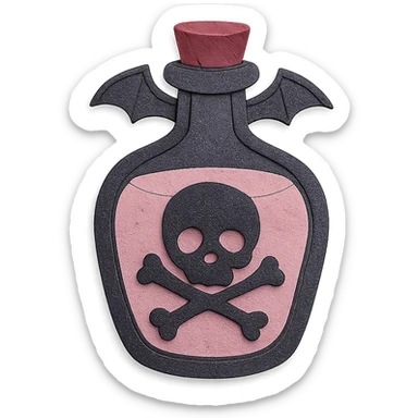 pink goth potion bottle, paper craft style, layered and gothic sticker