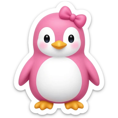 Cute pink penguin with a small pink bow on its head sticker