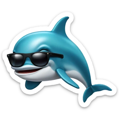 A dolphin wit sunglasses sticker