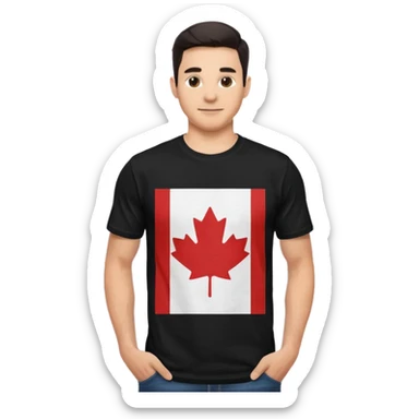 Ultra realistic black tshirt, with Canadian flag graphic design sticker