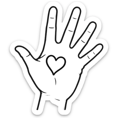 Fineline hand heart  sticker