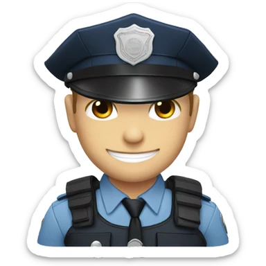A police man, white skin, happy sticker