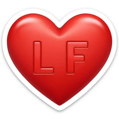The letters l and f in a heart sticker