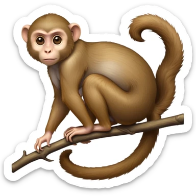 cinematic-Macaques-realistic-full-body-sitting-emoji,-slim-agile-frame-poised-on-a-branch,-long-tail-curled-slightly,-head-tilted-dramatically,-bright-playful-eyes-exuding-mischief,-simplified-yet-realistic-focused-features,-highly-detailed,-glowing-with-an-almost-sarcastic-glow sticker