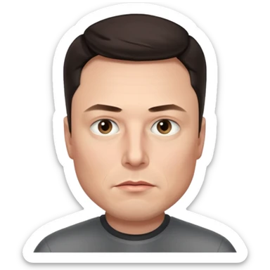 realistic make me elon musk serious face dark hair  sticker