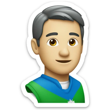 bandera como  en azul y verde con una "J" sticker