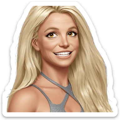 blonde girl with a smile sticker