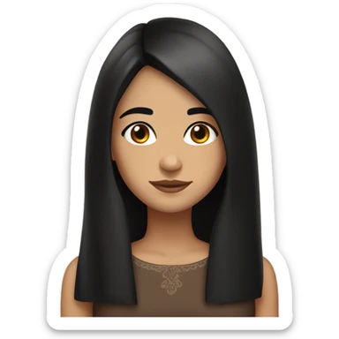 Hyper Realistic very Beautiful Spanish girl brown eyes straight very long dark black hair  sticker