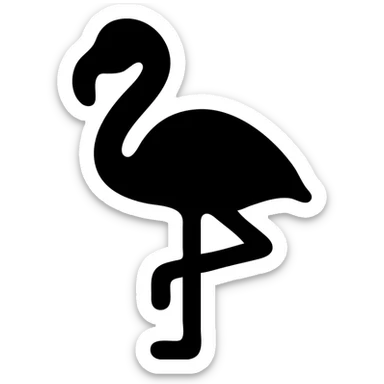flamingo, solid filled icon style, bold silhouette, simple shape, no color sticker