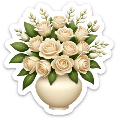 flower arrangements in a cream and white bouquet sticker