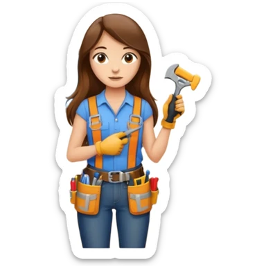 beautiful girl with long brown hair constructing new lounge room area with flat screen tv and couch sticker