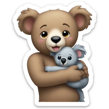 A cute teddy bear holding a cute koala in his arms so tight  sticker