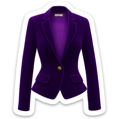 Realistic isolated dark purple velvet feminine fashion blazer. sticker