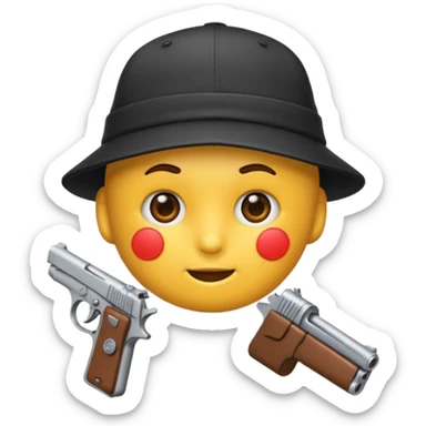 As un emoji que se vea la cabeza nada más con una gorra de lado y que no tenga aspecto infantil con una pistola  sticker