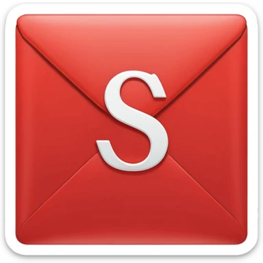 red envelope letter with white "S" logo sticker