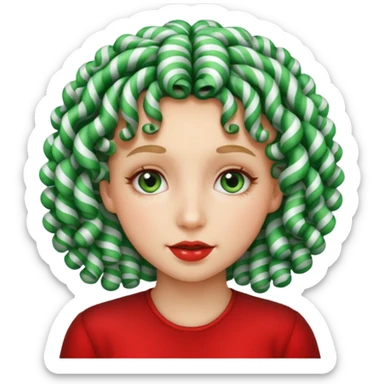 girl with curly hair made out of peppermint sticker
