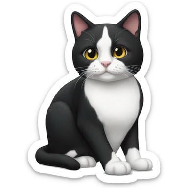 Tuxedo cat with white starting at nose laying down sticker