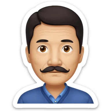 Older Chinese man with dark hair and full mustache sticker