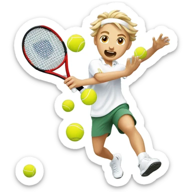 Tennis explosion Caucasian sticker