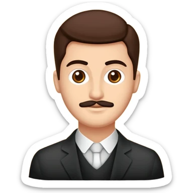 Saçı uzun ve arkadan bağlı, beyaz tenli, sakallı 24 yaşlarında olan bir erkek çiz sticker