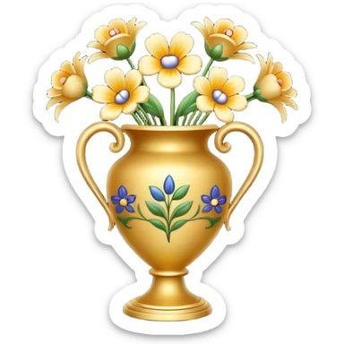Golden vase with flowers pattern  sticker