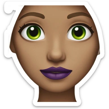 straight dark Blonde haired girl with Green eyes & purple lipstick sticker