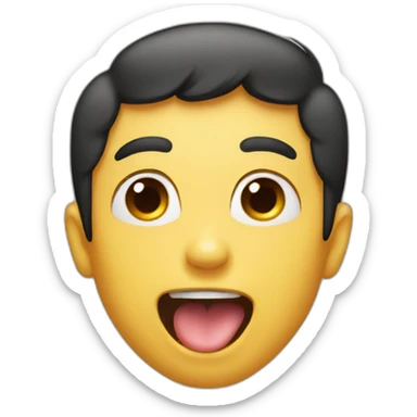 boy tongue out face sticker