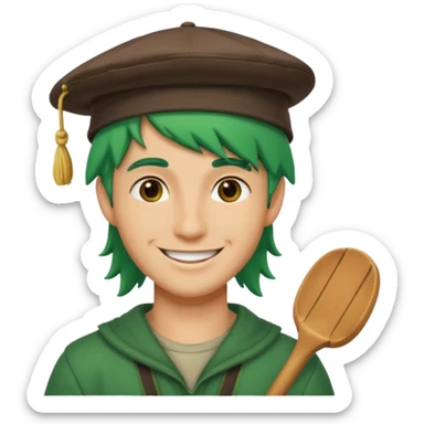 venice gondola guy green hair with hat sticker