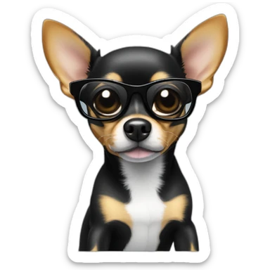 chihuahua NEGRO CON GAFAS DE SOL OSCURAS sticker