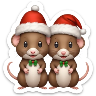 Rats with Christmas hats sticker