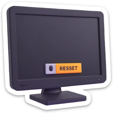 Computer screen with password field and reset button sticker