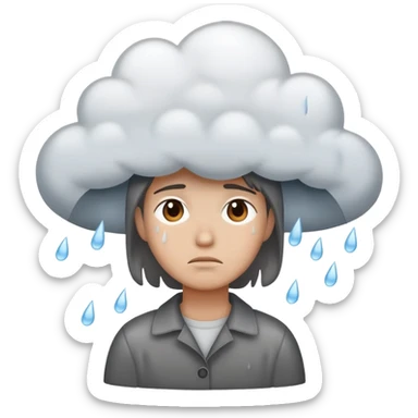 Sad person under cloud of rain  sticker